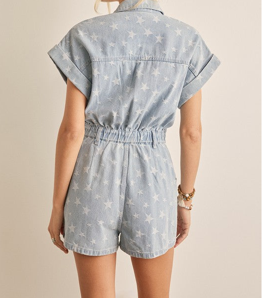 Sawyer Romper - denim stars