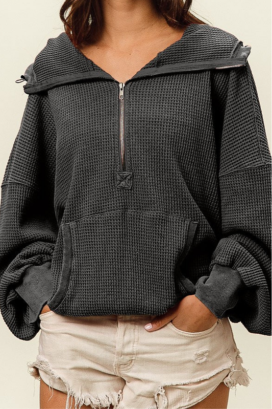 Brentwood Waffle Hoodie - charcoal